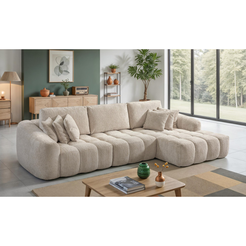 Brandy - Canapé d'angle chaise longue avec 2 assises coulissantes 