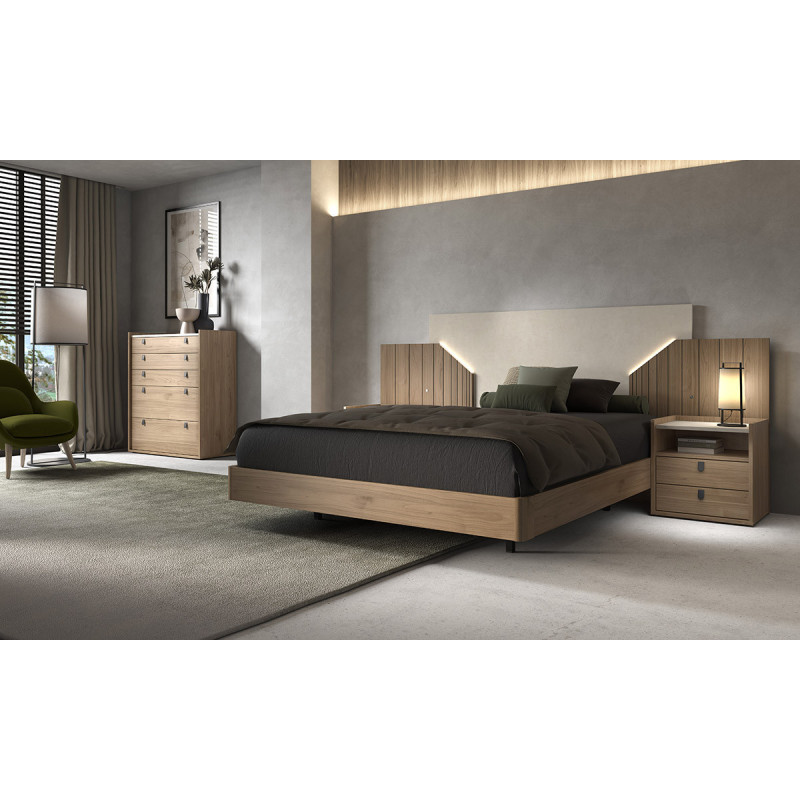 Salsa - Lit pour couchage 140x190 avec 2 chevets 